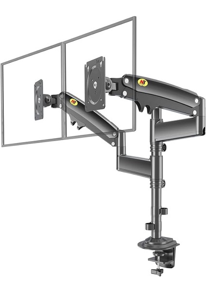 Bayou Nb H180 MNT05 17-27" LCD LED Çift Monitör Tutucu Amortisörlü Monitör Standı