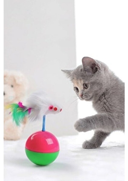 Kedi Oyun Topu Hacı Yatmaz Renkli Tüy Fareli Eğlenceli Tasarım ile Zilli Oyuncak indirimleri