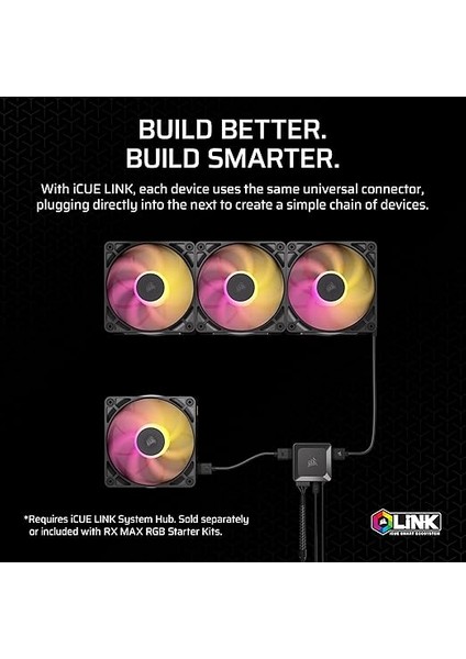 Icue Lınk RX140 Max Rgb 140 mm Pwm Kalın Fan, Yüksek Statik Basınç, Manyetik Kubbe Yatak, Tekli Fan, Siyah indirimleri
