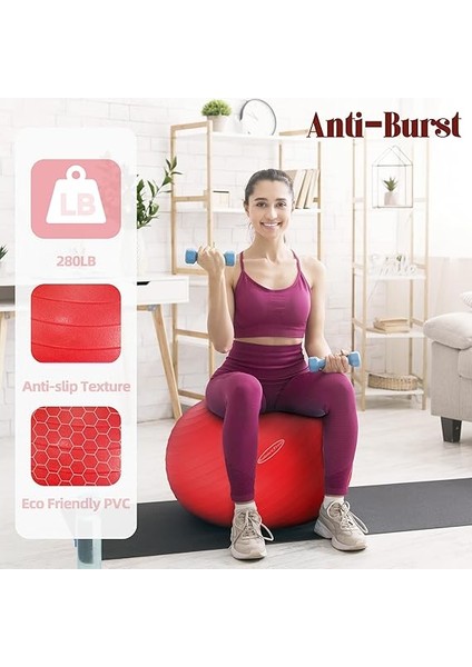 Patlamaya Dayanıklı ve Kayma Dirençli Egzersiz Topu - Yoga, Fitness, Hızlı Pompalı Doğum Topu, 907 kg Kapasite, Çoklu Renk ve Boyutlar fırsatları