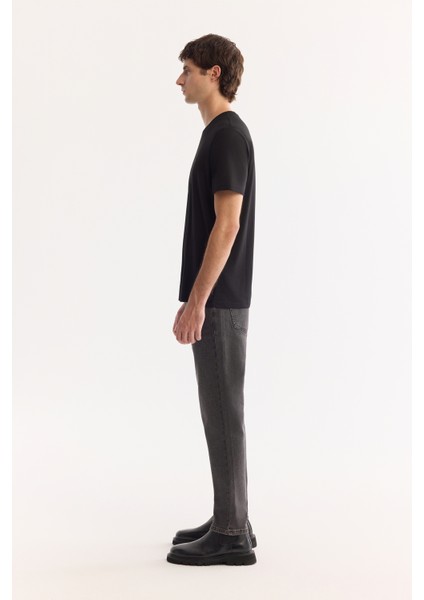 Erkek Siyah Bisiklet Yaka Soft Touch Basic Regular Fit T-Shirt B001171