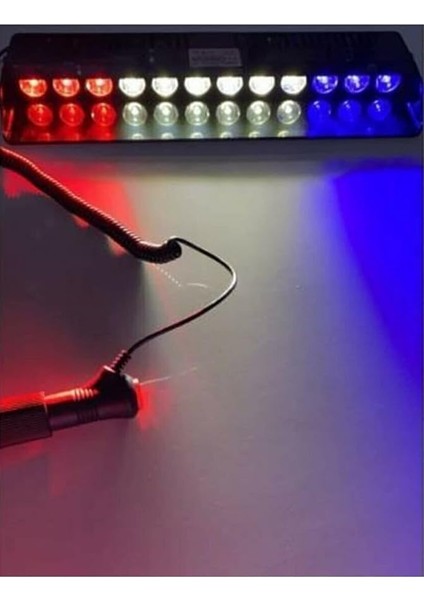 Çakar Vantuzlu Çakmaklık Girişli 12 Ledli Kırmızı-Beyaz-Mavi 10 Modlu Profesyonel Çakar