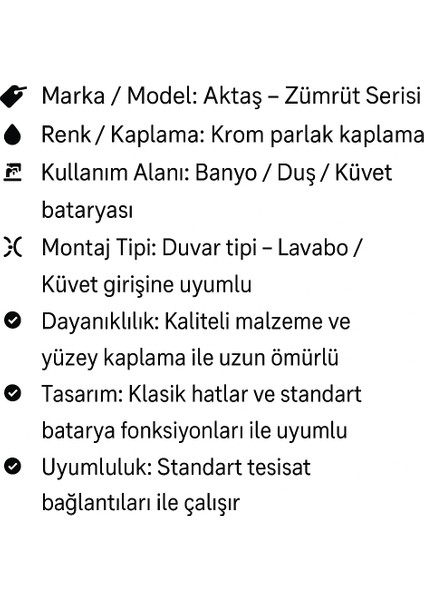 Zümrüt Serisi Banyo Bataryası – Krom Kaplama, Duş Seti Uyumlu, Klasik Tasarım modelleri