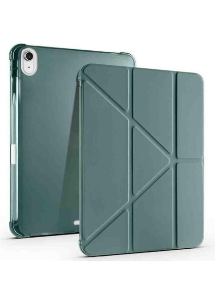 11. Nesil Ile Uyumlu A16 2025 11 Inç Kalem Bölmeli Standlı Fuchsia Tri Folding Tablet Kılıfı Koyu Yeşil