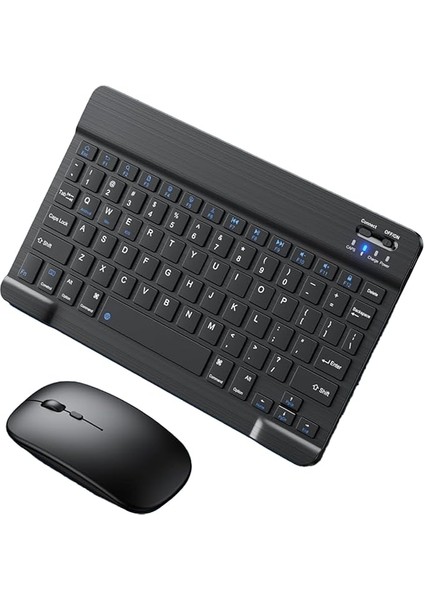 Windows/android/ıos Sistemi Için Kablosuz Bluetooth Uyumlu Klavye Fare Seti Mini Ultra Ince Şarj Edilebilir Türkçe (Siyah)