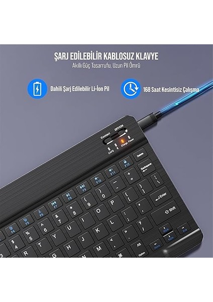 Windows/android/ıos Sistemi Için Kablosuz Bluetooth Uyumlu Klavye Fare Seti Mini Ultra Ince Şarj Edilebilir Türkçe (Siyah) fırsatları
