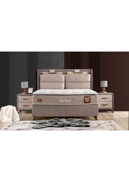 Sleep Maker Set Çift Kişilik Yatak Seti 140 x 190 Başlık + Sandıklı Baza+ Ortopedik Yatak
