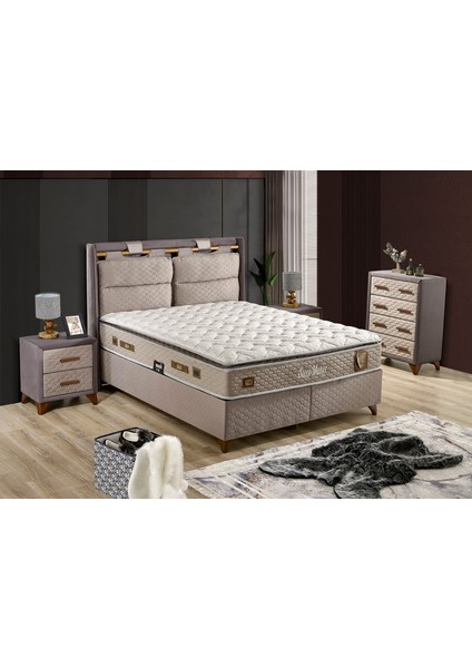 Sleep Maker Set Çift Kişilik Yatak Seti 160 x 200 Başlık + Sandıklı Baza+ Ortopedik Yatak