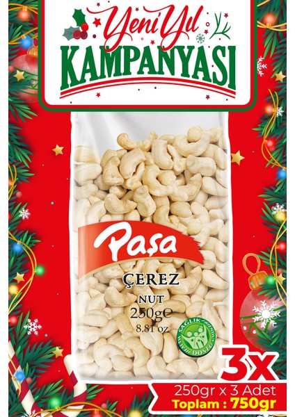 Çiğ Kaju 750 gr (250 gr x 3 Adet) - Tuzsuz Naturel Kaju Fıstığı