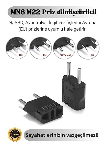 M22 Priz Donusturucu/5 Adet/a-Kalite-Priz Donusturucu Türk/şarj Aleti Priz Dönüştürücü Amerika Türkiye-Amerikan Priz Donusturucu (5 Adet) fiyatları