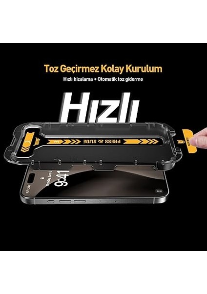 Labs iPhone 16 Serisi ile Uyumlu 5d Easyfit 2 Adet Kolay Uygulama Aparatlı Ekran Koruyucu Temperli Cam, iPhone 16 Pro Max, Şeffaf fiyatları