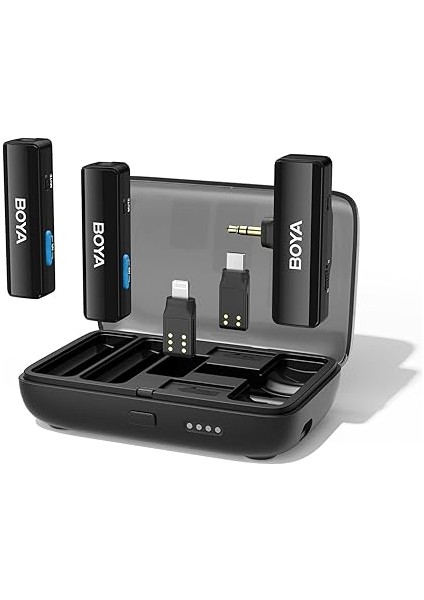 Boyalınk Iphone/android/kamera Vlogging Için Kablosuz Yaka Mikrofonu, Hepsi Bir Arada Yaka Çift Mikrofon Sistemi ve Aydınlatma ve Usb-C Girişleri ve Akıllı Telefonlar/dslr Için Pil Kutusu Youtube fırsatları