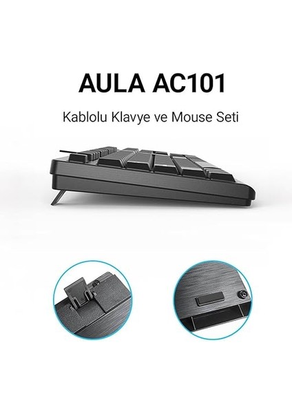 AC101 Kablolu Türkçe Q Klavye ve 1200 Dpı Optik Mouse Seti modelleri