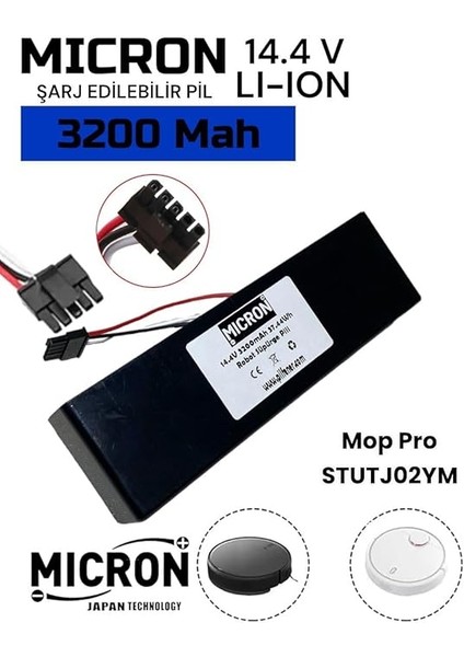 Mi Mop Pro STYTJ02YM / V2 Pro/ V3 Uyumlu 14.4V 3200 Mah Robot Süpürge Pili Siyah Plastik Kutulu Pil Paketli fiyatları