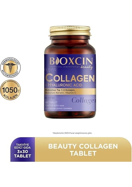 Beauty Collagen Tablet 3 Al 2 Öde – Tip 1 & Tip 3 Hidrolize Kolajen, Hyaluronik Asit, Keratin, Biotin, C ve E Vitamini Içerikli – 90 Tablet fiyatları