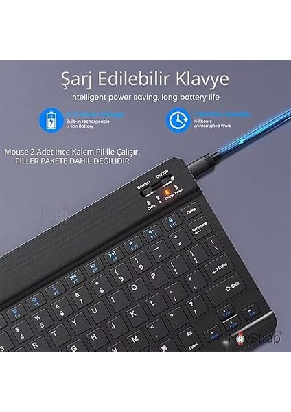 Ipad Air 11 Inç/pro 11 (M3/m2) Çip 2025-2024 ile Uyumlu Bluetooth Klavye Mouse Seti Lavanta indirimleri