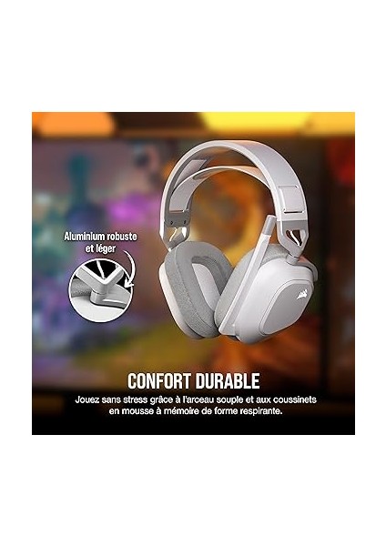 HS80 Max Kablosuz Çoklu Platform Oyun Kulaklığı, Bluetooth'lu - Dolby Atmos - Yayın Kalitesinde Mikrofon - Icue Uyumlu - Pc, Mac, Ps5, Ps4, Mobile - Beyaz fırsatları