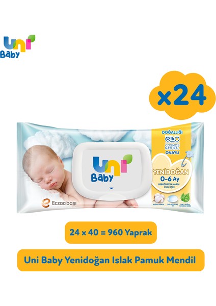 Yenidogan Islak Pamuk Mendil 24x40 ( 960 Yaprak)