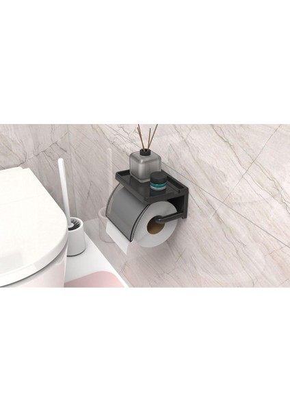 Home Yapışkanlı Kapaklı Tuvalet Kağıdı Askısı Banyo Tuvalet Kağıtlığı Aparatı Peçetelik Organizer Plastik, Siyah fiyatları