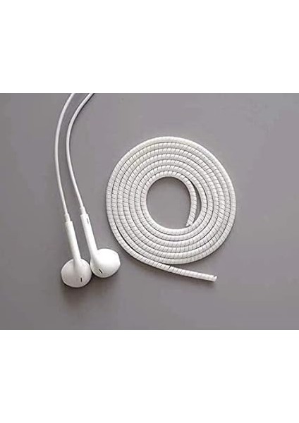 Şarj Aleti Kablosu Kablo Kordon Koruyucu Spiral Sarma Kılıf Koruma (Beyaz) fiyatları