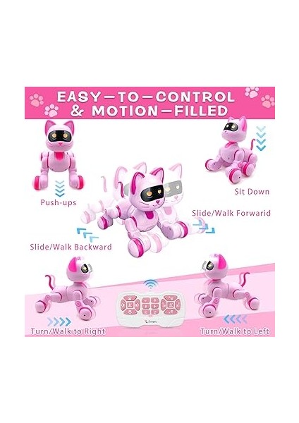 Uzaktan Kumandalı Robot Kedi, Programlanabilir Rc Akıllı Kedi, Dokunmatik Algılama, LED Gözler, Dans ve Müzik Yürüyen Evcil Hayvanlar Stem Oyuncakları Çocuklar Kızlar Erkekler Için Hediyeler modelleri