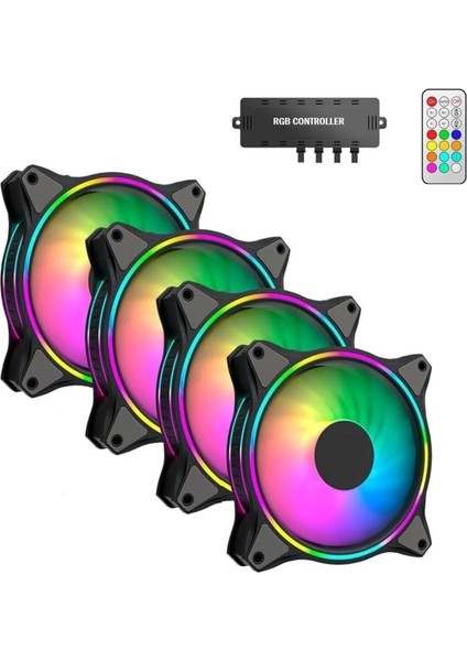 Air Turbine 4X120MM 4'lü Argb Pro Fan Seti Kit Kasa Fanı (Kontrolcülü ve Kumandalı)