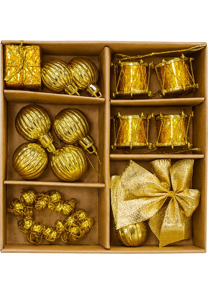 24 Adet Lüx Yılbaşı Ağacı Süsü Set Ağacı Süslemeleri Topları Topu Parti Asılı Top Yılbaşı Süsleri Gold