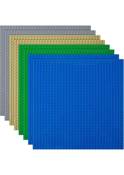 Klasik Taban Plakaları, 8'li Paket Kare 32X32 Saplama Yapı Tabanı, 10 "× 10" Büyük Yapı Levhası Taban Plakaları, Tüm Büyük Markalarla %100 Uyumlu, Yapı ve Teşhir Panosu Seti - Gri/yeşil/kum/mavi