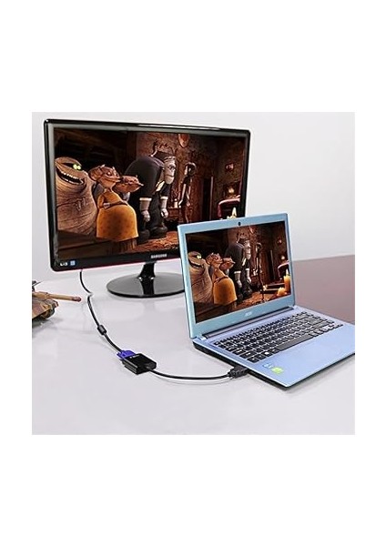 8744 Dijital HDMI To VGA Görüntü Çevirici Aparat Siyah HDMI Çıkışlı Bilgisayarların Görüntüsünü VGA Girişli Monitör, Projeksiyon Vb Görüntü Cihazlarına Aktarır, Çevirir. indirimleri