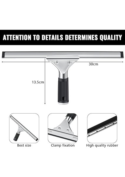 Profesyonel Cam Sileceği, Paslanmaz Çelik, Kauçuk Dudaklı, Duş Çekçeki, Siyah, Duş, Banyo, Ayna, Cam Temizliği, Fayans, Pencere Temizliği, Duş Çekçeki, Pencere Temizleyici Için, 30 cm fiyatları