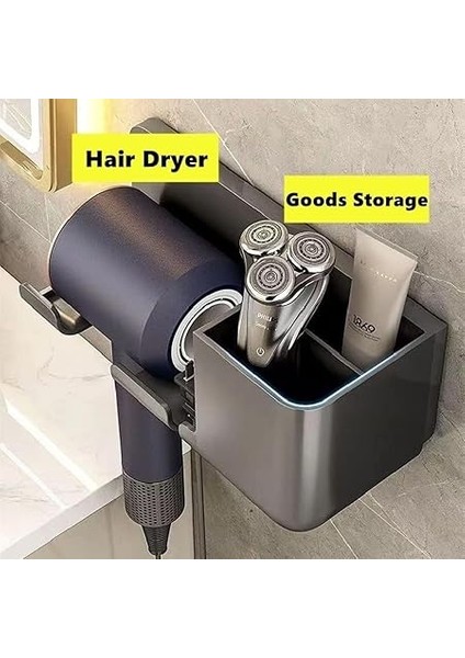Saç Kurutma Makinesi Tutucu Banyo Organizeri: Duvara Monte Edilebilir, Pratik Depolama Çözümü (Antrasit) fiyatları