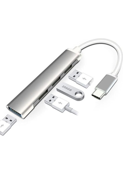USB 3.1 Den 4 Port USB 3.0 Hub Otg Çoğaltıcı Adaptörü Macbook Uyumlu