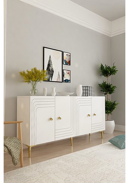 KA1521B - Lessi Konsol, Kahve Köşesi ve Tv Sehpası 150 cm Beyaz fiyatları