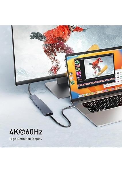 7’si 1 Arada Usb-C Hub – 4K Hdmı, 3×usb 3.0, Sd/tf Kart Okuyucu, 100W Pd Güç Girişi – Macbook, iPad Pro, Samsung, Windows ile Uyumlu, Type-C Cihazlar Için Çoklayıcı Adaptör fiyatları