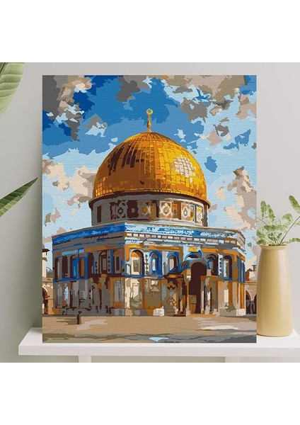Boyama Tuval Seti Fırça Boya Dahil (Çıtalı) 40X50 cm - Mescid-I Aksa