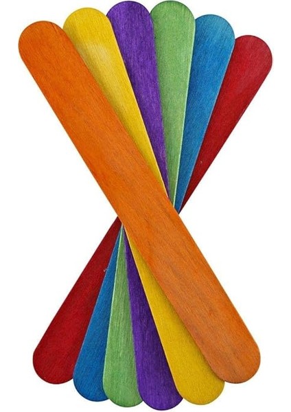 Kırtasiye Ahşap Geniş Renkli Dil Çubuğu Abeslang 50LI Paket fiyatları