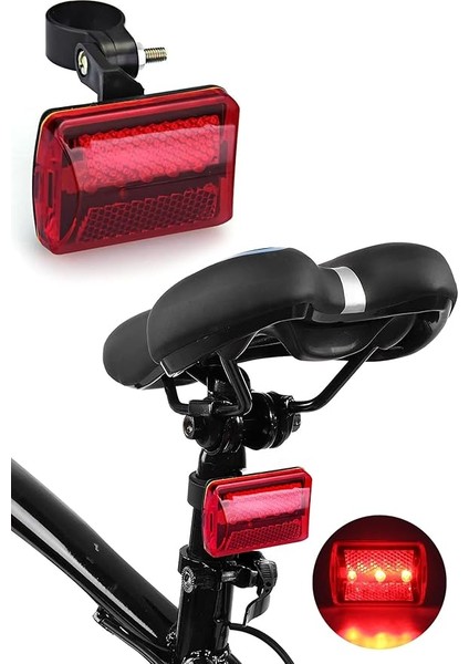 Tekli Arka Işık Pilli 300 Lümen 3 Mod Flaşörlü Bisiklet Arka Farı LED Işık Kırmızı 4445