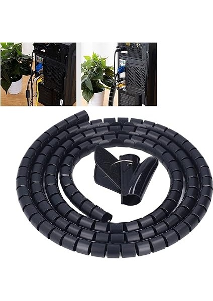 Ev Ofis Tv DVD Pc Kablosu, Plastik Tel Sargı Tüp Kablos Yönetim Sistesi Kiti, Evcil Hayvanlar Isırmayı Önlemek Için Esnek Elektrik Telli Kovan, Siyah Dia 20MM Için Spiral Kablo Sarma (2m / fiyatları