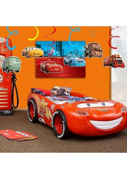 Cars Tavan Süsü, 3D Lüks Parti Dekorasyonu, Arabalar Temalı Doğum Günü Dekor Seti modelleri