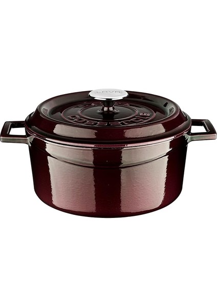 Metal Premium Serisi - Döküm Yuvarlak Tencere, 24 Cm, Majolik Mor