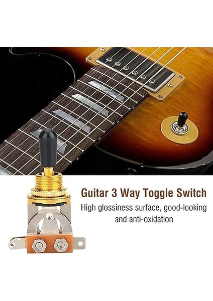 Gitar 3 Yönlü Geçiş Anahtarı, 1 Adet Metal 3 Yönlü Geçiş Anahtarı, Lp Tarzı Elektrikli Gitar Için Siyah Uçlu Yedek Parça (Altın) fiyatları