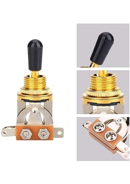 Gitar 3 Yönlü Geçiş Anahtarı, 1 Adet Metal 3 Yönlü Geçiş Anahtarı, Lp Tarzı Elektrikli Gitar Için Siyah Uçlu Yedek Parça (Altın) indirimleri
