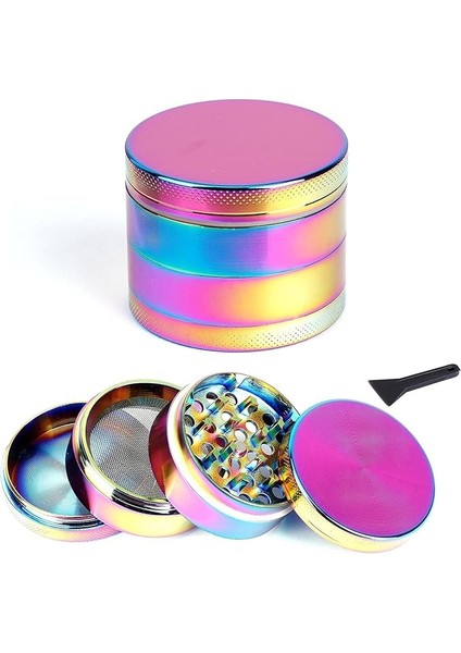 50 mm 4 Katmanlı Mıknatıslı Çinko Alaşım Herbal Grinder Baharat Bitki Ot Tütün Öğütücü Renkli