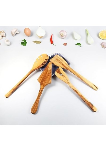 Zeytin Ağacı Mutfak Gereçleri Seti – 4 Parça | El Yapımı, Çevre Dostu, Çizilmez Ahşap Pişirme Aletleri | Spatula Seti (4'lü Set) fiyatları