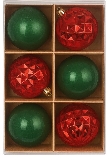 6 Adet Lüx Yılbaşı Ağacı Süsü Set Ağacı Süslemeleri Topları Topu Parti Asılı Top Yılbaşı Süsleri 8 cm