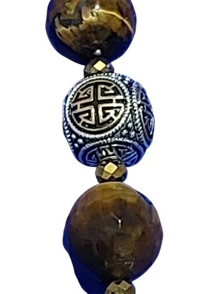 Usta Işi Pirinç Işlemeli ve Doğal Taşlı Zamak Zaza Tesbih - Özel Tasarım Kaplan Gözü Taşı fırsatları