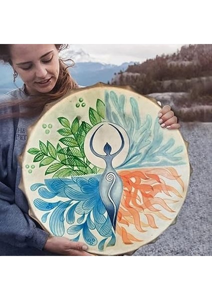 10 Inç Şaman Davul Davul Sopa, El Tasarlanmış Hayat Ağacı Davul Sibirya Davul, Vintage Perküsyon Enstrüman Manevi Müzik Sembolü modelleri