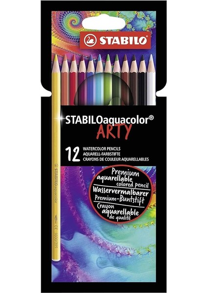Aquacolor Arty - Kuru Boya Kalemi - 12'li Paket - Çeşitli Renkler