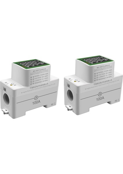 2x Peacefair Din Demiryolu Gücü Enerji Ölçer Kwh Metre Wattmetre Çok Dijital Ammetre Voltmetre Ac 50-300V 100A (Yurt Dışından)