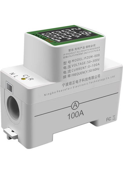 2x Peacefair Din Demiryolu Gücü Enerji Ölçer Kwh Metre Wattmetre Çok Dijital Ammetre Voltmetre Ac 50-300V 100A (Yurt Dışından) fiyatları